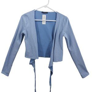 NWT Brandy Melville Womens Blue Floral Long Sleeve Cropped Blouse.